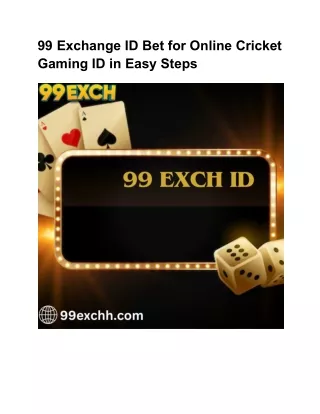 99 Exchange ID Bet for Online Cricket Gaming ID in Easy Steps