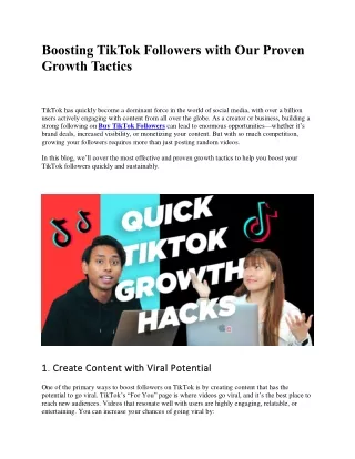 Boosting TikTok Followers with Our Proven Growth Tactics