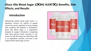 Gluco Ally Blood Sugar Reviews