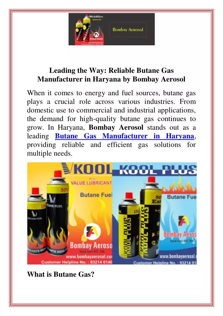 leading the way reliable butane gas manufacturer