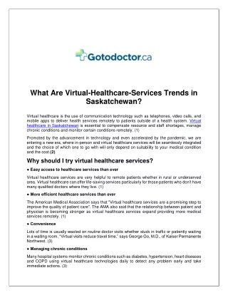 What Are Virtual-Healthcare-Services Trends in Saskatchewan