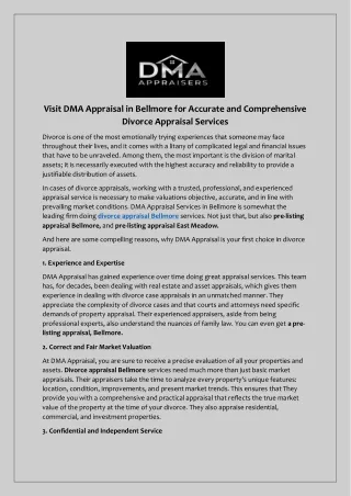 Divorce appraisal Bellmore