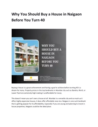 why you should buy a house in naigaon before