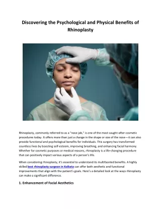 Discovering the Psychological and Physical Benefits of Rhinoplasty