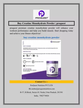 Buy Creatine Monohydrate Powder  proquest