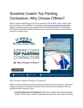Sunshine Coast's Top Painting Contractors_ Why Choose O'Brien