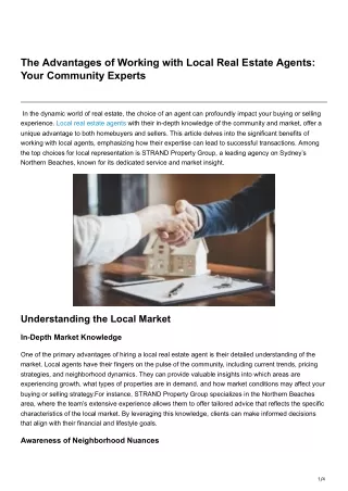 the advantages of working with local real estate