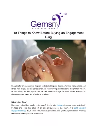 10 Things to Know Before Buying an Engagement Ring