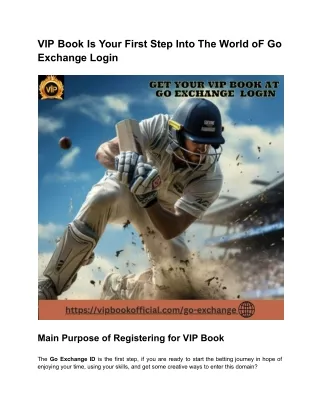VIP Book Is Your First Step Into The World oF Go Exchange Login