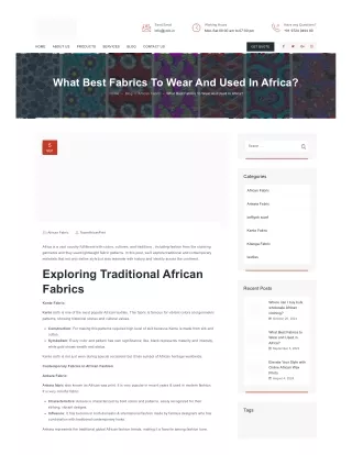 What Best Fabrics to Wear and Used in Africa