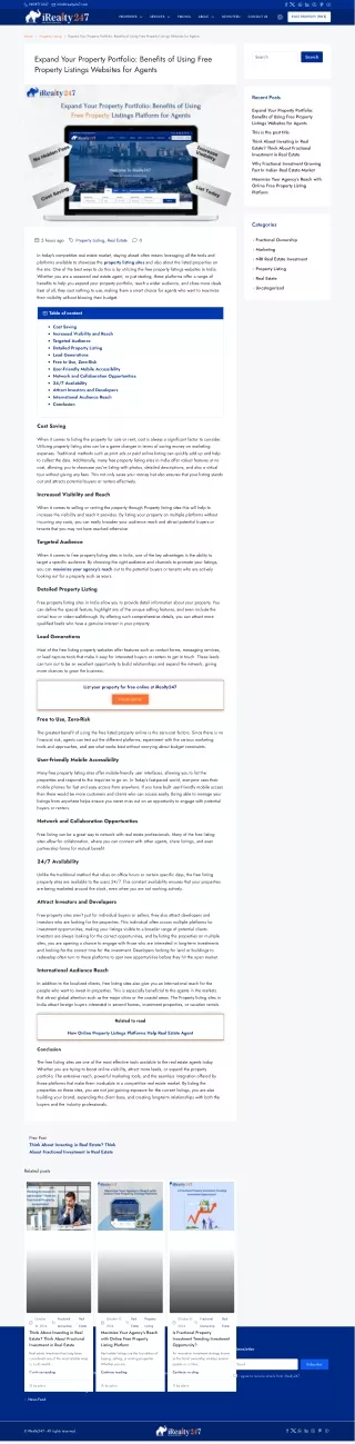 How Will Benefits Free Property Listings Websites for Agents