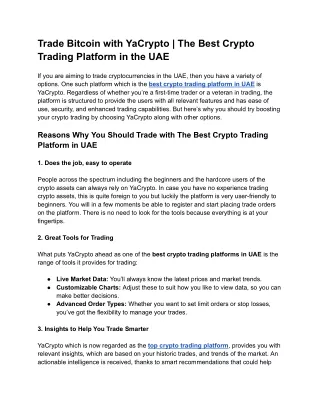 Trade Bitcoin with YaCrypto _ The Best Crypto Trading Platform in the UAE