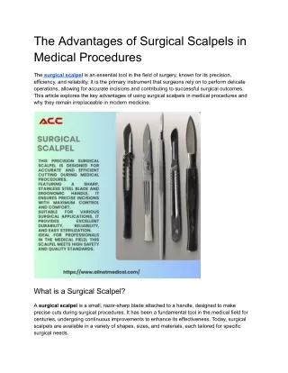 The Advantages of Surgical Scalpels in Medical Procedures