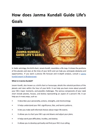 How does Janma Kundali Guide Life