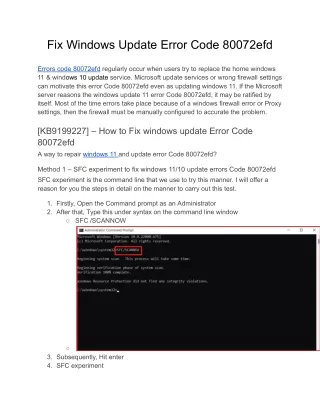 Windows Update Error Code 80072efd