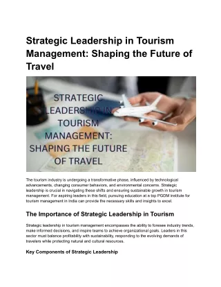 Strategic Leadership in Tourism Management_ Shaping the Future of Travel