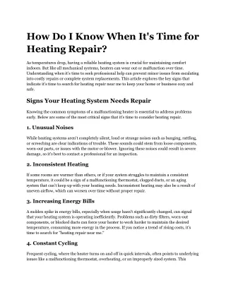 how do i know when it s time for heating repair