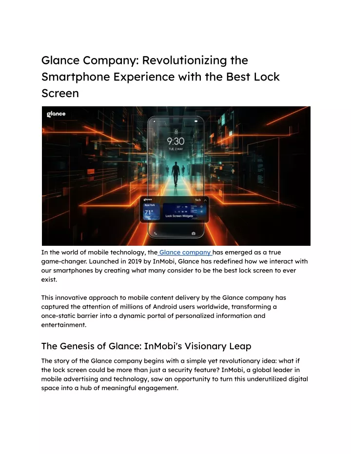 glance company revolutionizing the smartphone