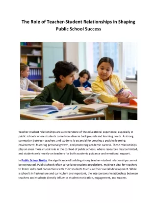 The Role of Teacher-Student Relationships in Shaping Public School Success