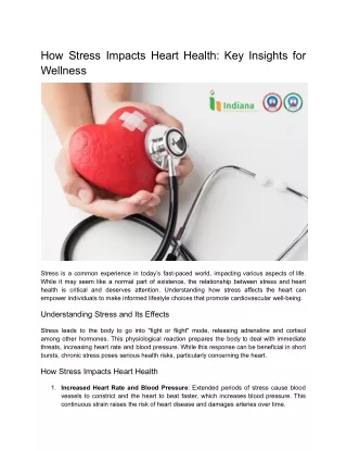 How Stress Impacts Heart Health: Key Insights for Wellness