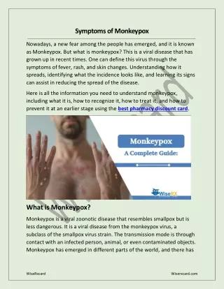 Symptoms of Monkeypox