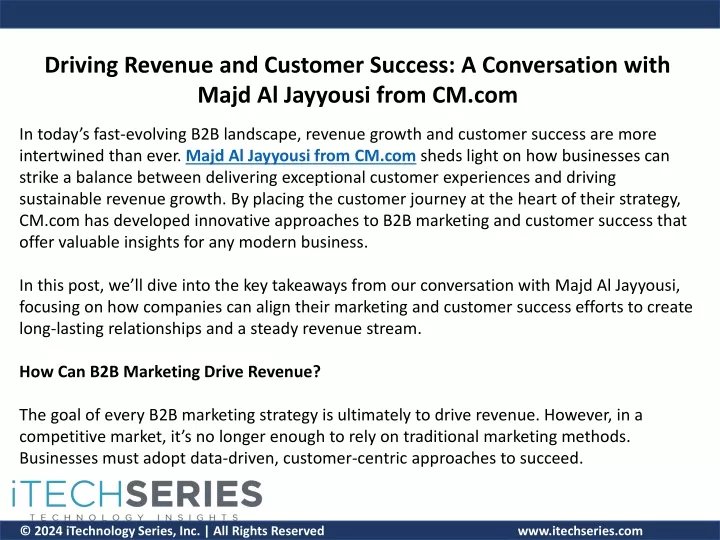 driving revenue and customer success