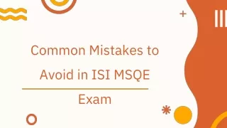 Common Mistakes to Avoid in ISI MSQE Exam.
