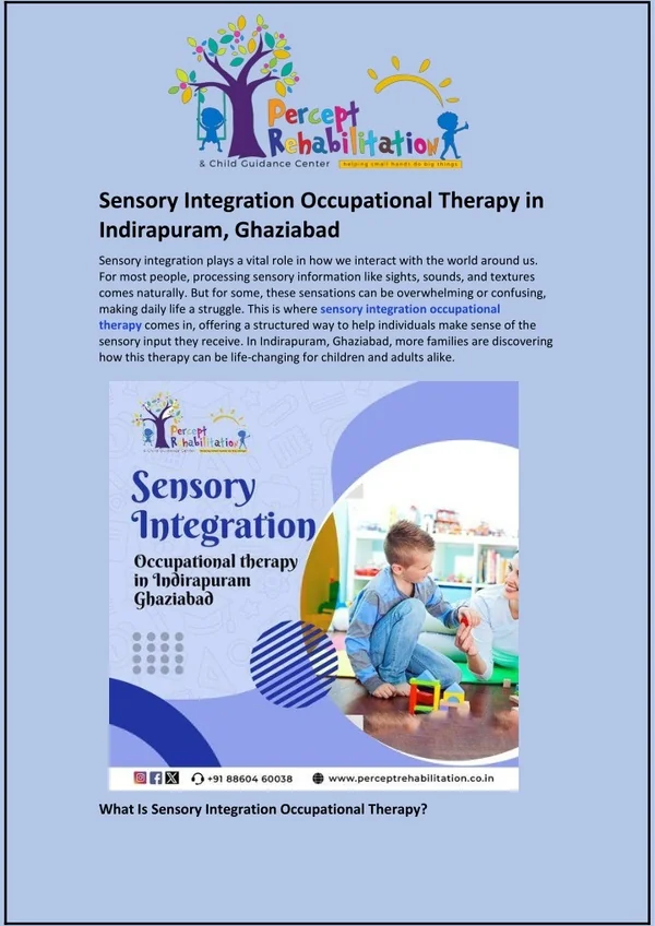 PPT - Sensory Integration Occupational Therapy in Indirapuram ...