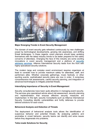 major emerging trends in event security