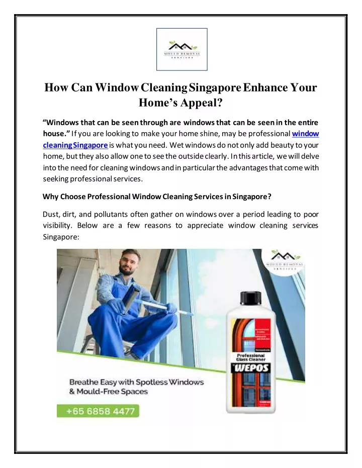 how can window cleaning singapore enhance your