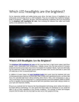 Which LED headlights are the brightest?