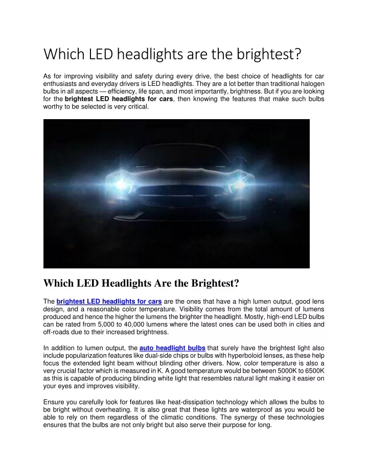 which led headlights are the brightest