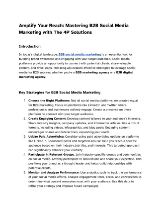 Amplify Your Reach: Mastering B2B Social Media Marketing with The 4P Solutions