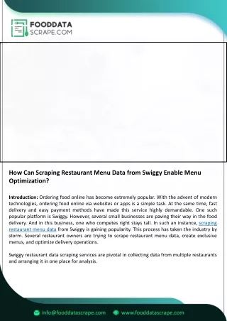 how can scraping restaurant menu data from swiggy