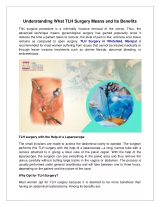 Understanding what TLH Surgery means and its benefits