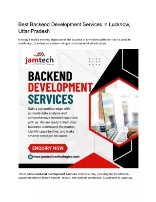 Best Backend Development Services in Lucknow, Uttar Pradesh