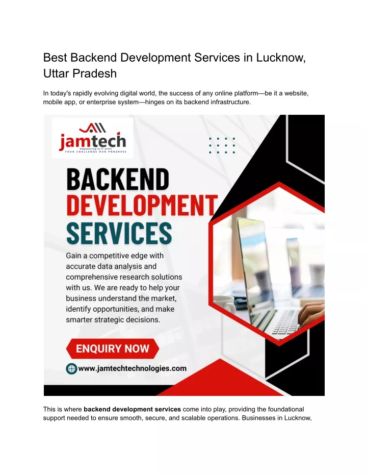 best backend development services in lucknow