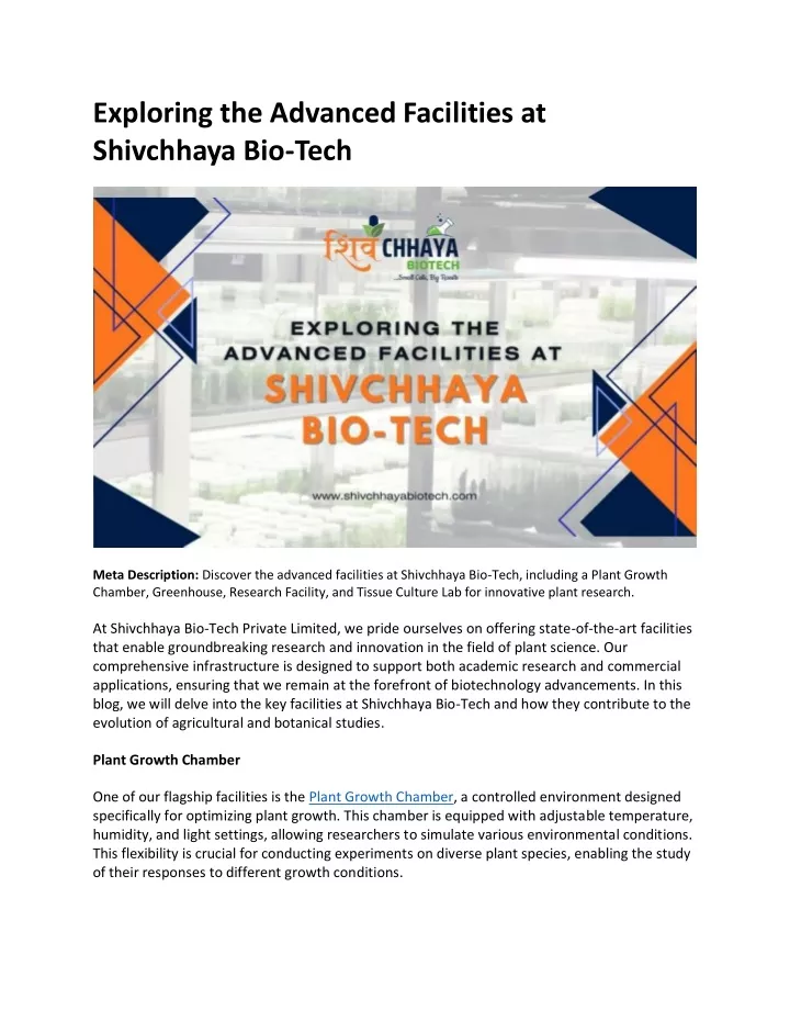 exploring the advanced facilities at shivchhaya