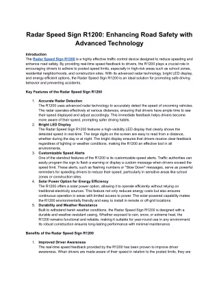 Radar Speed Sign R1200_ Enhancing Road Safety with Advanced Technology