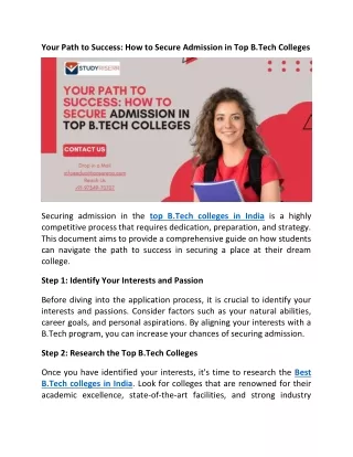 Your Path to Success How to Secure Admission in Top B.Tech Colleges