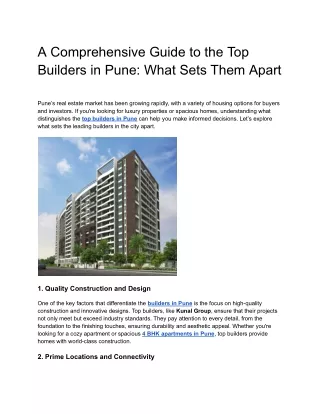 Top Builders in Pune – Kunal Group's Exceptional Projects