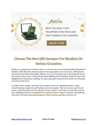 Choose The Best Gift Hampers For Muslims On Various Occasions?
