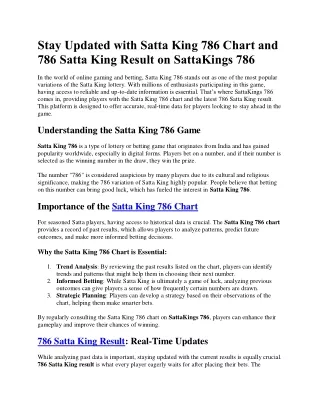 786 Satta King Result on SattaKings 786