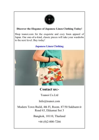 Discover the Elegance of Japanese Linen Clothing Today!