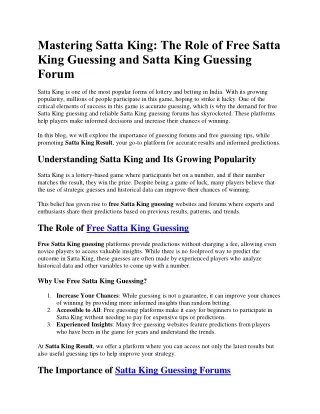 Free Satta King Guessing and Satta King Guessing Forum