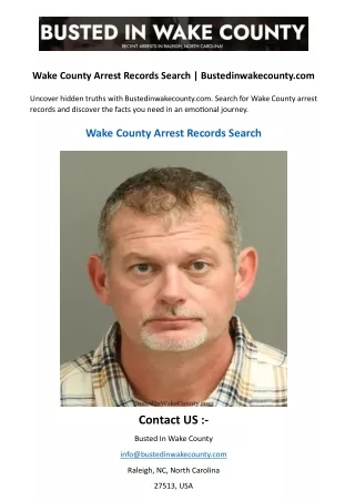 Wake County Arrest Records Search  Bustedinwakecounty.com