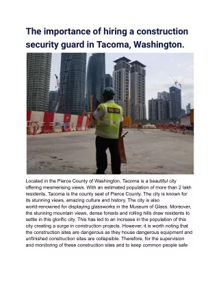 the importance of hiring a construction security