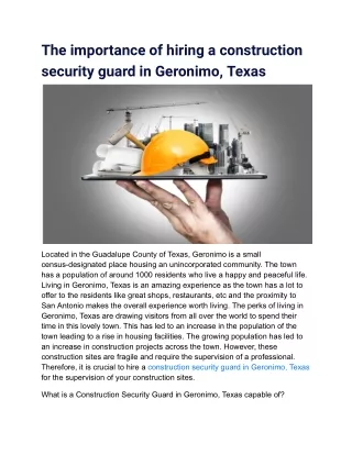 the importance of hiring a construction security