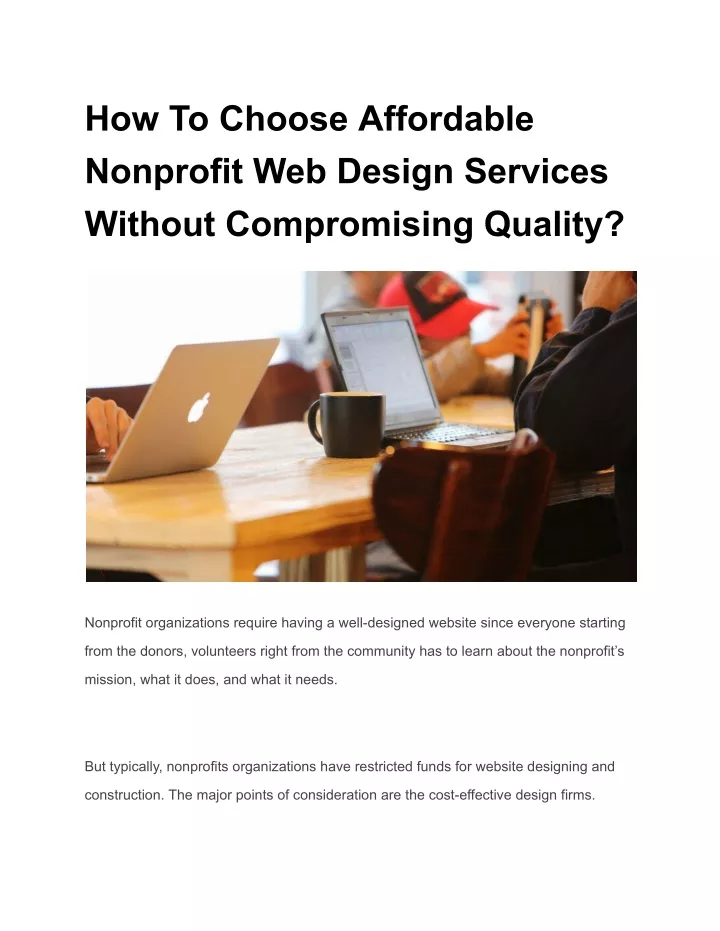 how to choose affordable nonprofit web design