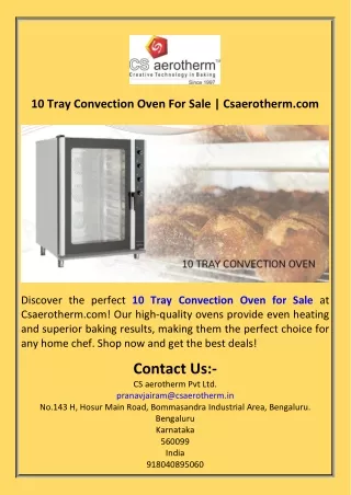 10 Tray Convection Oven For Sale  Csaerotherm.com